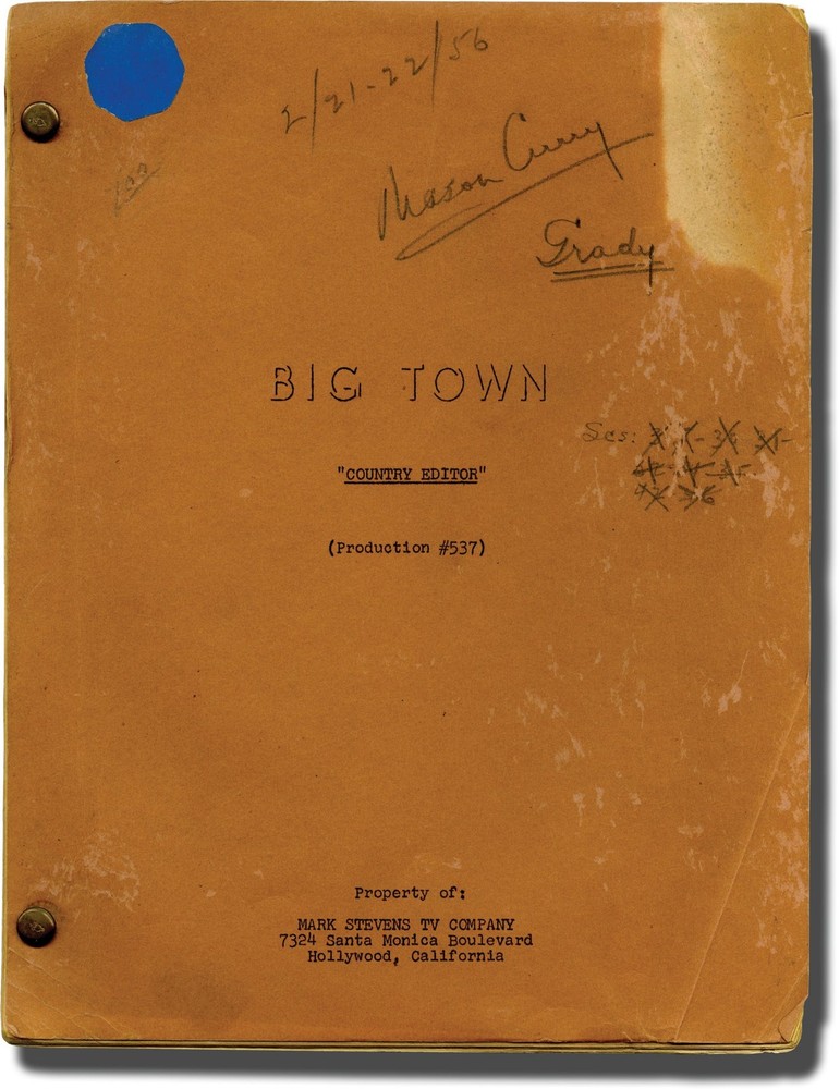 Mark Stevens BIG TOWN COUNTRY EDITOR Original teleplay script for the #140109
