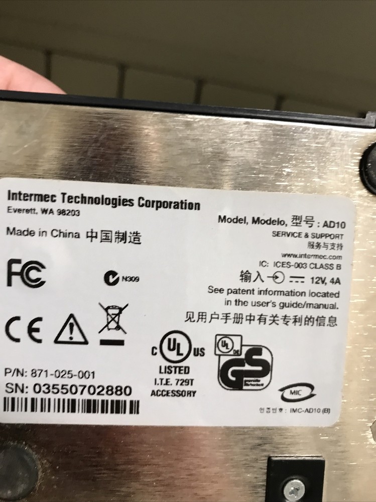 Intermec Dock For CN3 CN4 Single Dock AD10 With Power Supply.