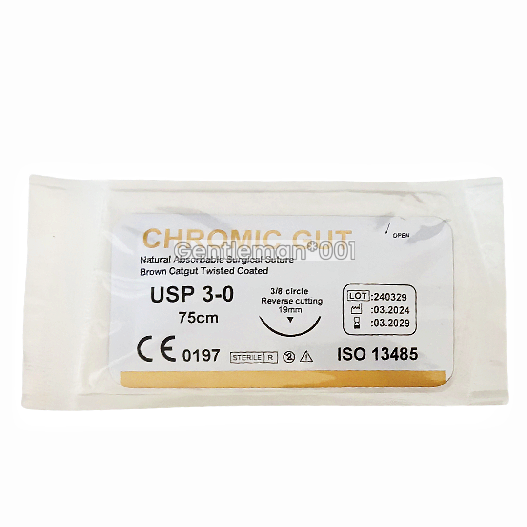 Absorbable Dental Oral Surgical Sutures CHROMIC GUT 3/0 PGA 4/0 Natural Needled