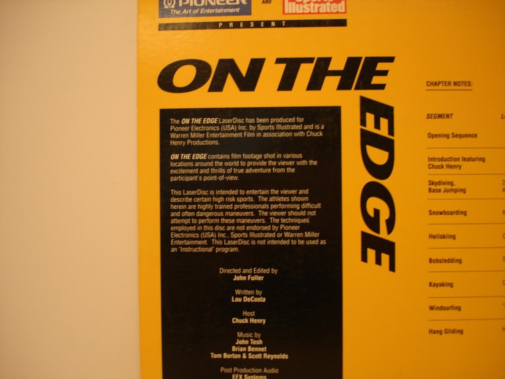 USED LASER DISC ON THE EDGE DOCUMENTARY