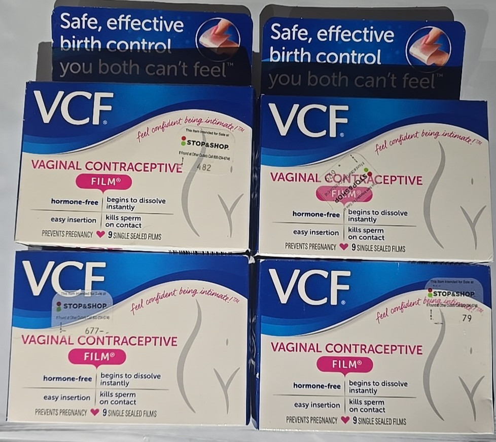 VCF Vaginal Contraceptive Film, 4 Boxes of 9 Prevent Pregnancy 2026-2027