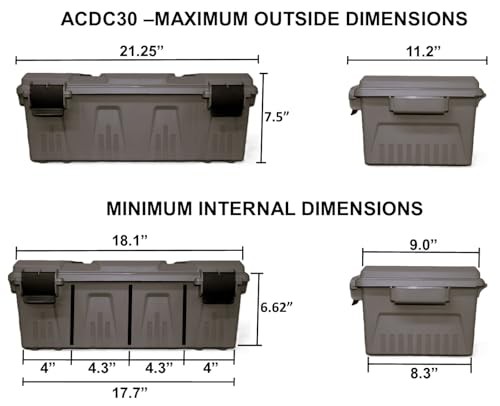 MTM ACDC30, Divided Ammo Crate Utility Box, Water-Resistant, Stackable, Snap Lat
