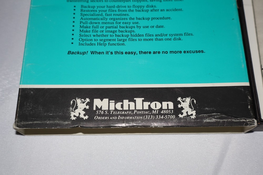 1985 Atari ST Backup Complete w manual floppy disk & Box Michtron 1980s Computer