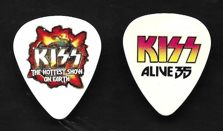 KISS Guitar Pick 2pc Lot Paul Stanley Alive 35 Tour + Hottest Show Tour Vintage