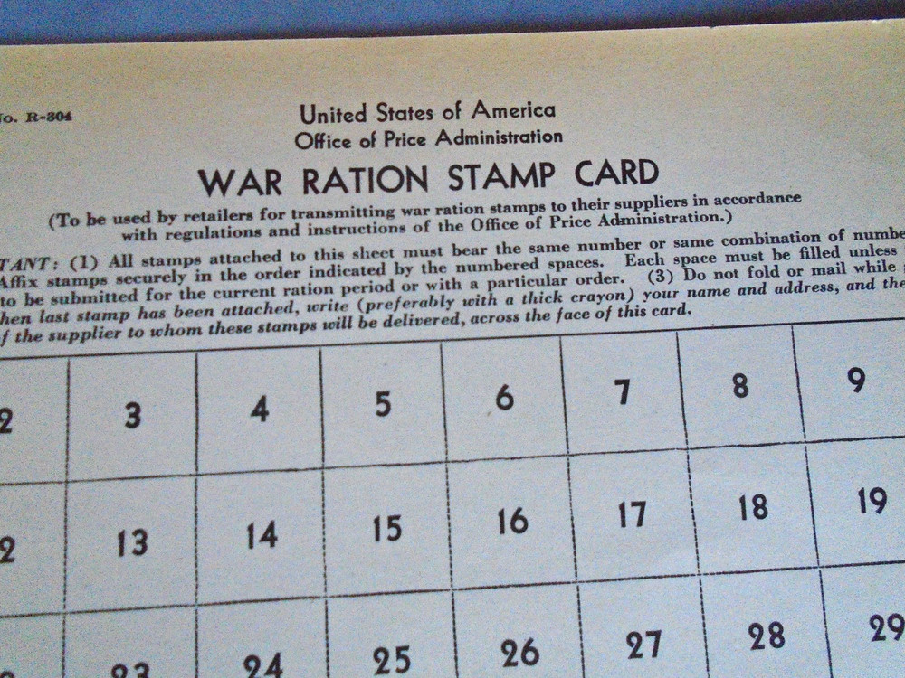 War Ration Stamp card