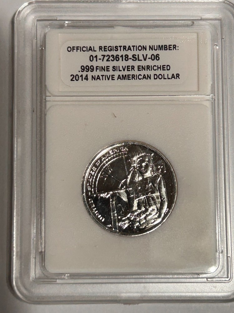 2014 NATIVE AMERICAN DOLLAR .999 SILVER ENRICHED - NOT SOLID SILVER - UNC -