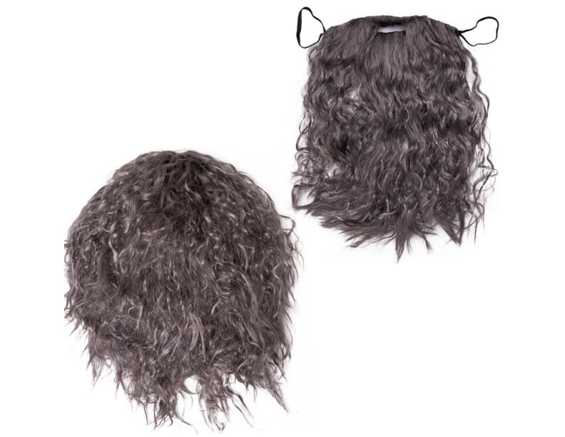 Happy Hippo Long, Gray Wizard Wig and Beard Set: Halloween Costume Wig For Me...