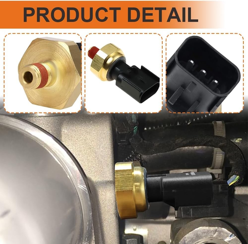 Engine Oil Pressure Sensor Sender Switch, Sending Unit, Black + golden
