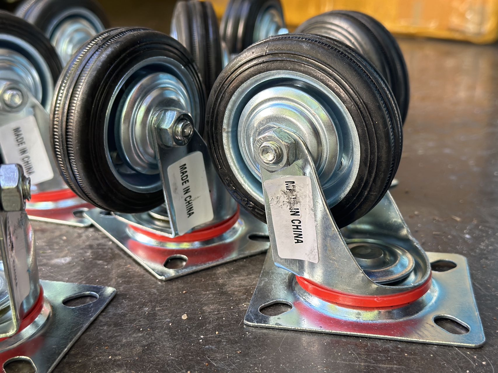 4PK8PK 2"3"4" Swivel Caster Wheels Rubber Base with Top Plate Bearing Heavy Duty