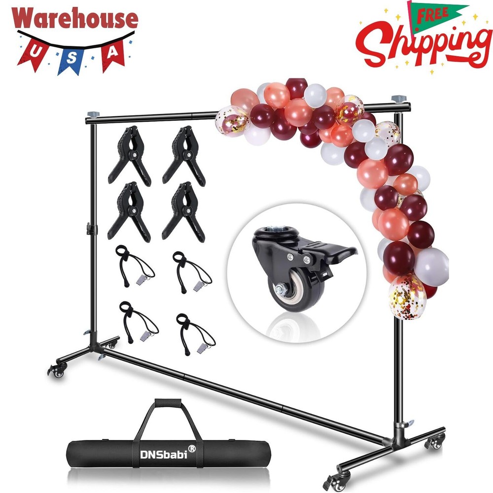 Versatile Heavy Duty Backdrop Stand, with Wheels, 10 * 7ft Adjustable Background