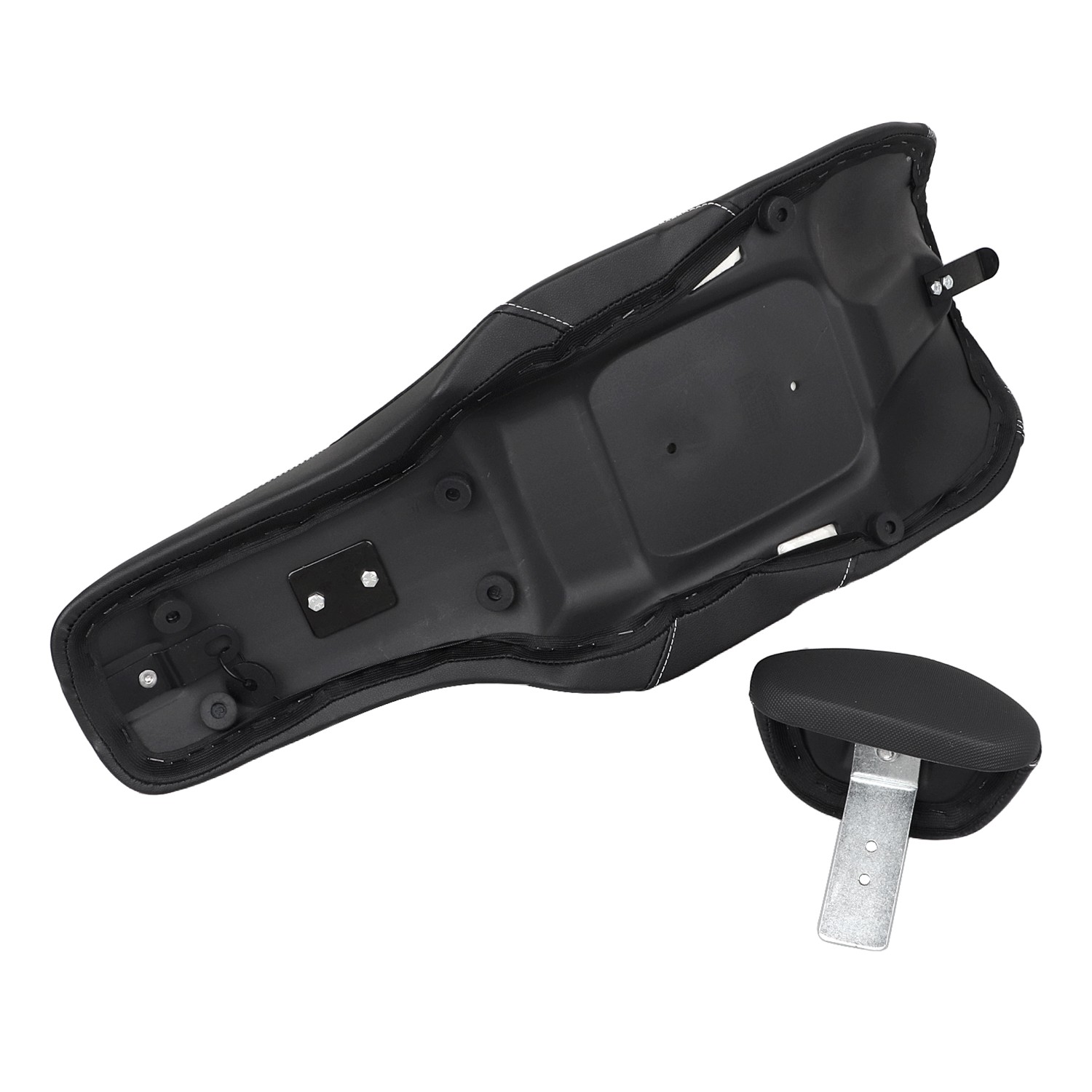 White Diamond Driver Passenger 2-Up Seat w/ Backrest For Harley Road King 97-07