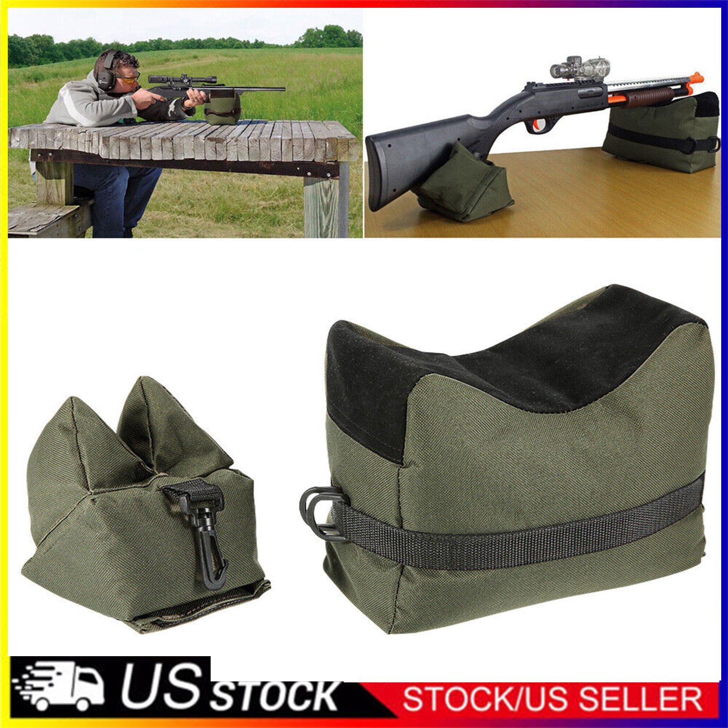 Shooting Range Sand Bag Tactical Rifle Gun Target Hunting Rear Sandbag Bench Set