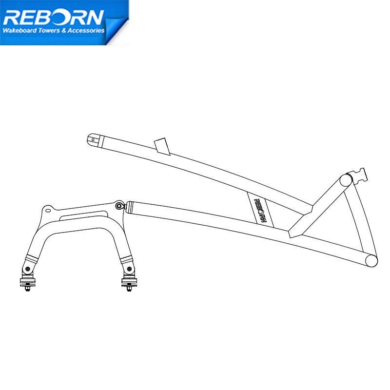 Reborn Black LaunchX Boat Wakeboard Tower Plus Pro3 Black Foldable Bimini Pkg