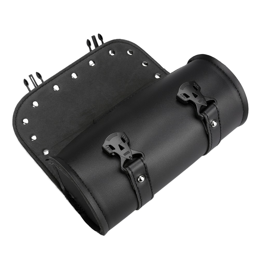 Motorcycle Front Fork Tool Bag Pouch Storage Luggage SaddleBag Leather Handlebar