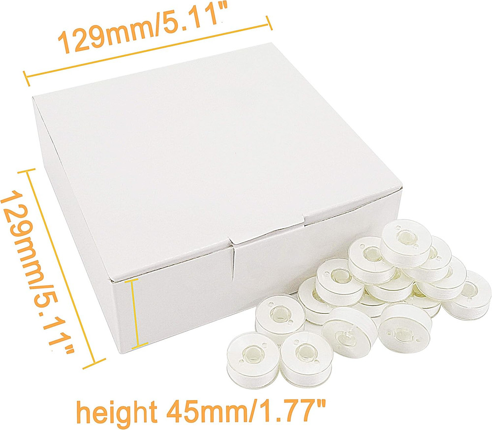 144Pcs Type L (SA155) Size White Prewound Bobbin Thread Plastic Side for Commerc