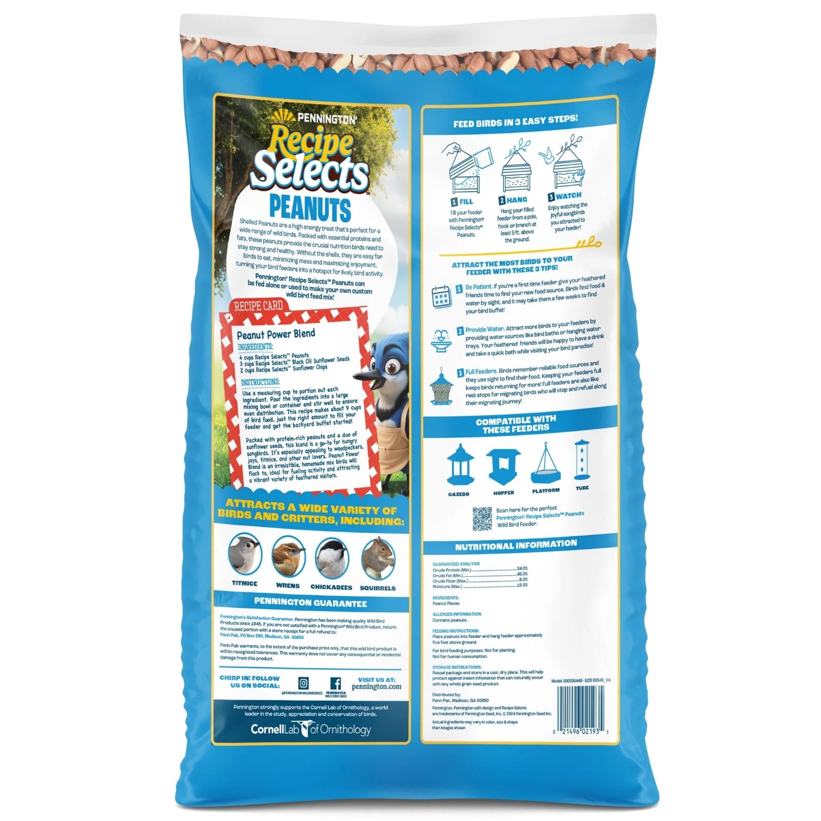 Pennington Shelled Peanuts Wildlife and Wild Bird Food, 5 lb. Bag, 1 Pack, Dry