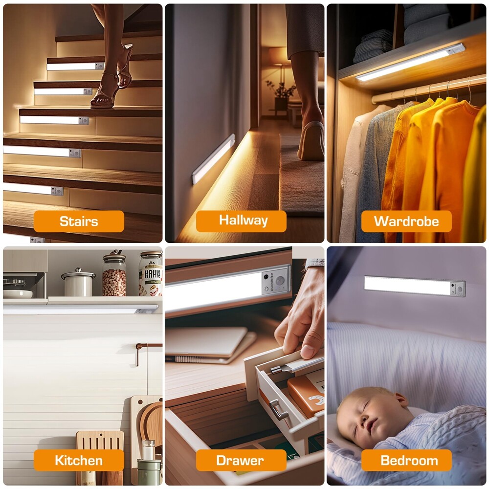 EverBrite 2 Pack Under Cabinet Lighting, Motion Sensor Light with Remote Control