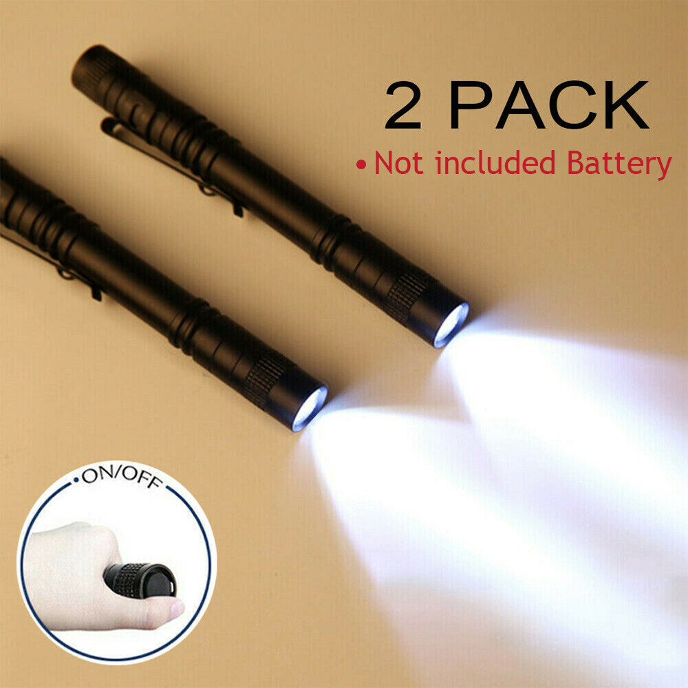 2x Mini Super Bright Small LED Torch Tiny Pen Light Camping Tactical Flashlight