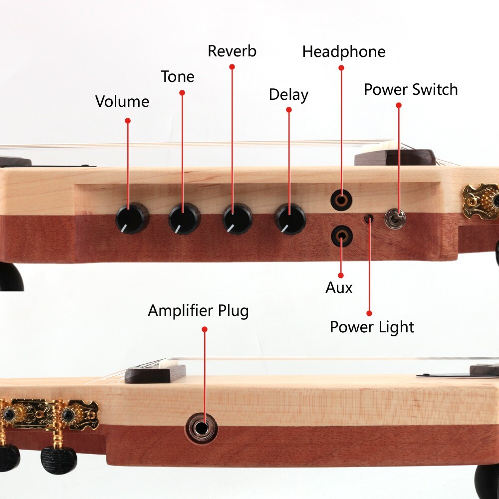 electric classical guitar silent nylon string headless built in effect portable
