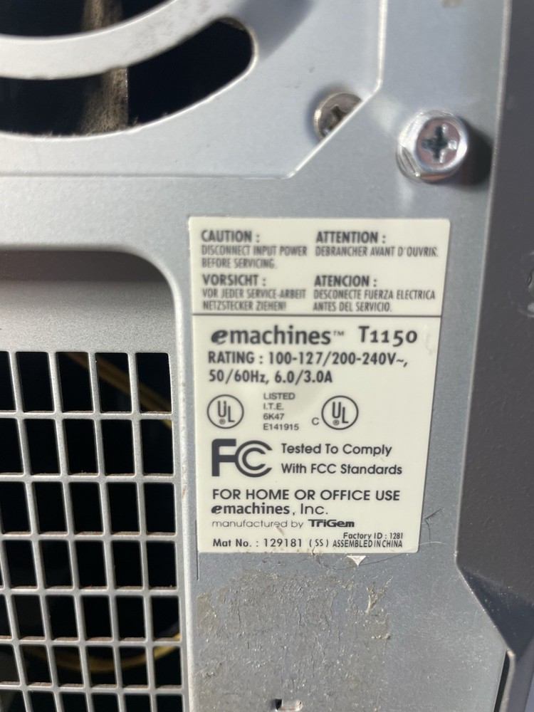 E Machine C2480 Vintage Desktop Computer WIn X, Socket 462- UNTESTED
