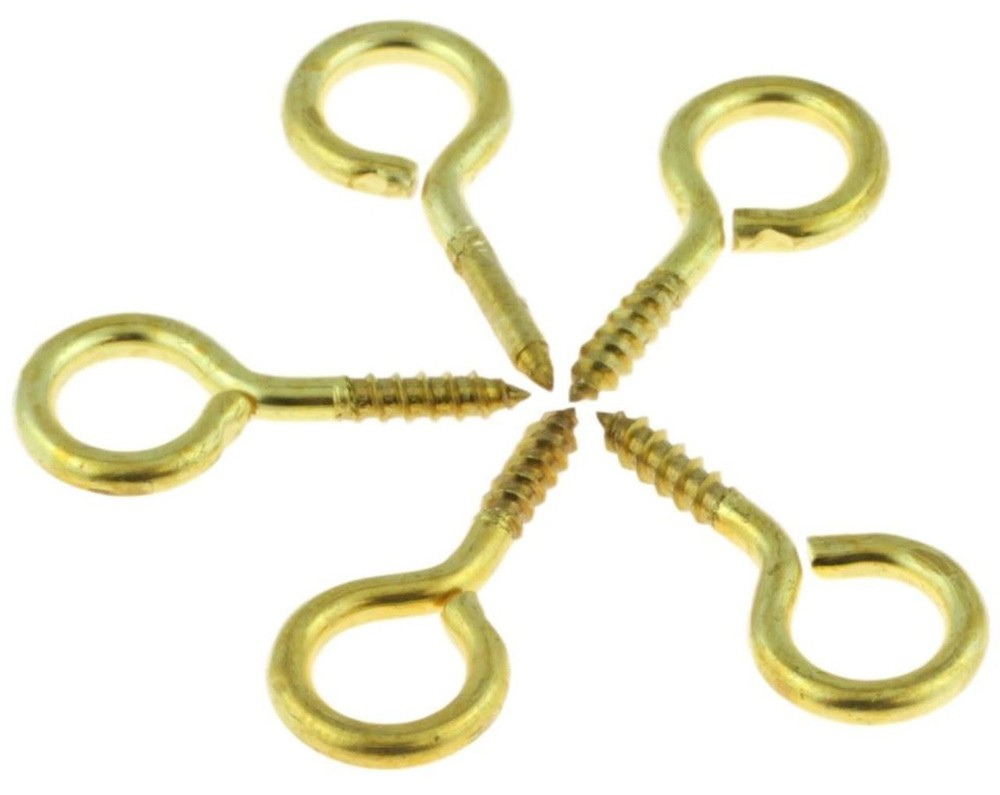 1-1/8" Solid Brass Screw Eyes - 5 pack