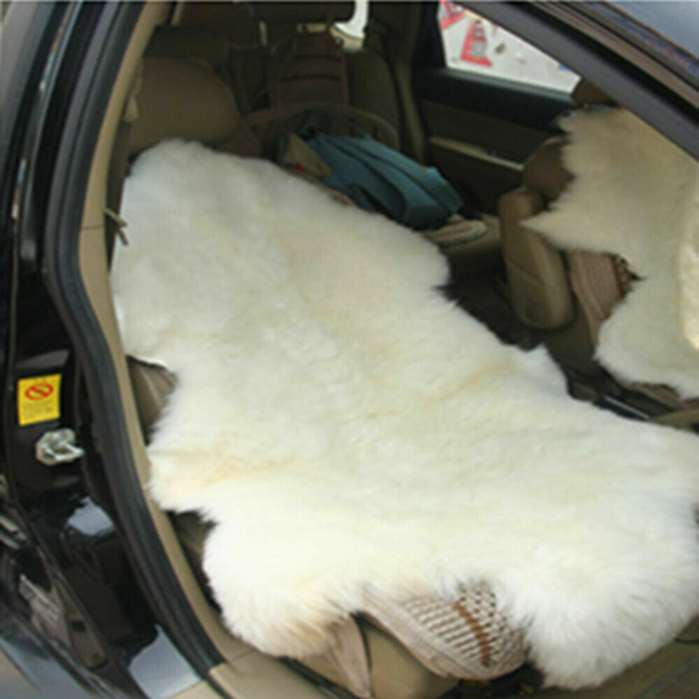 Ivory Real Sheepskin Rugs Fluffy Fur Sofa Couch Mats Soft Skin Fur Car Seat Pads