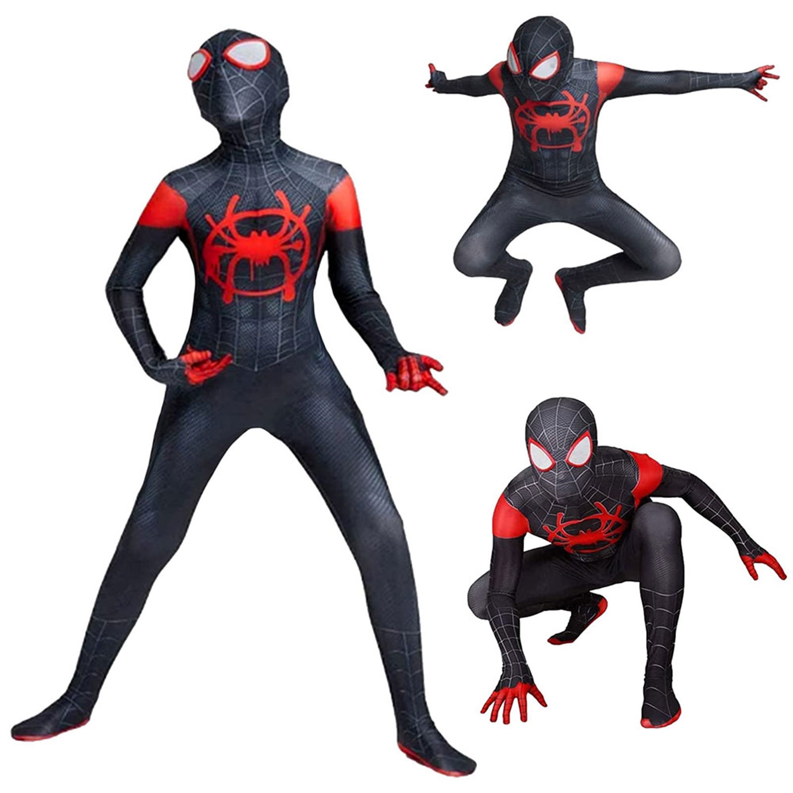 Superhero Spider-Man Costume Miles Halloween Jumpsuit Kids Boys Cosplay Bodysuit