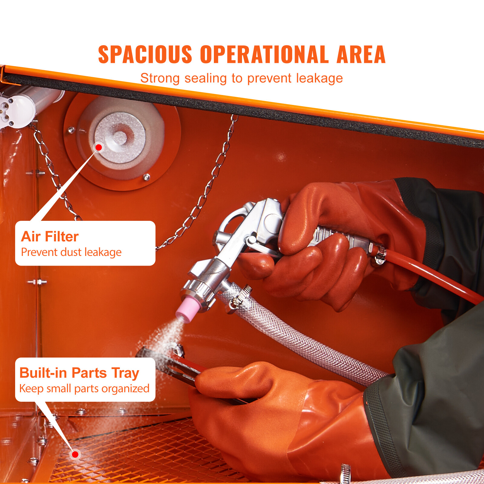 VEVOR 25 Gallon Sandblasting Cabinet Benchtop Cabinet with Blasting Gun 4 Nozzle