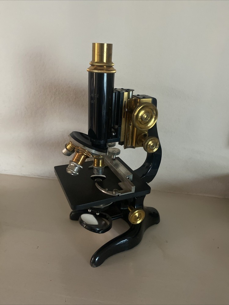 Vintage Ernst Leitz Wetzlar Microscope w/ Case & Extras