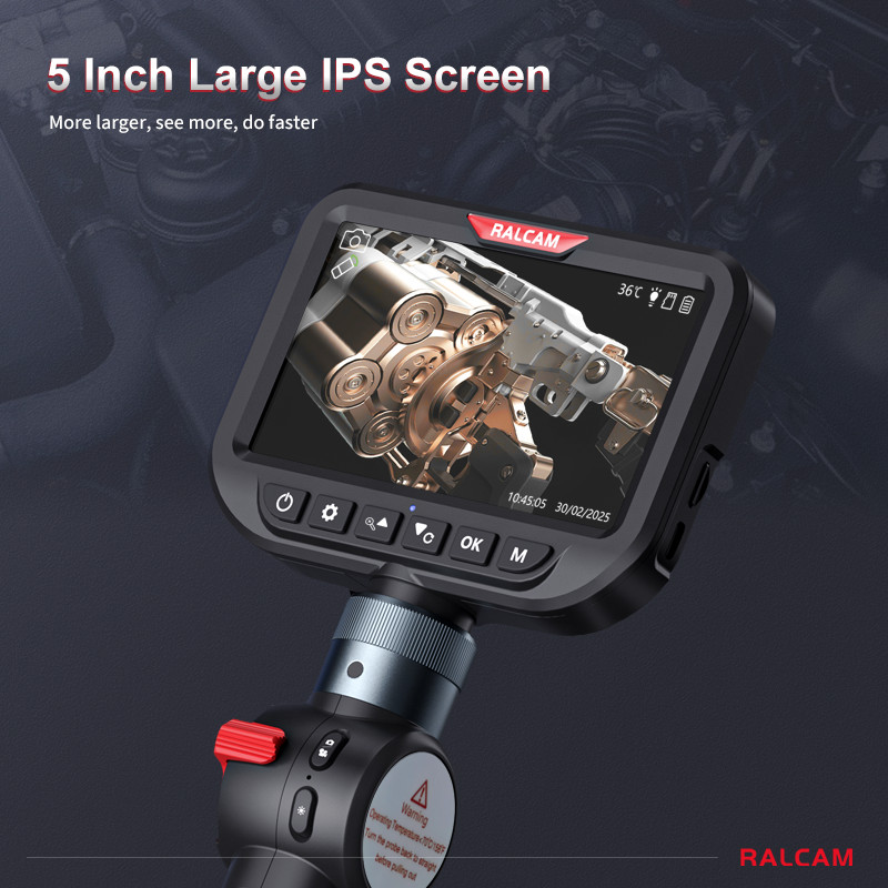 Ralcam Dual Lens Articulating Borescope 5" Endoscope Inspection Camera 5FT Semi