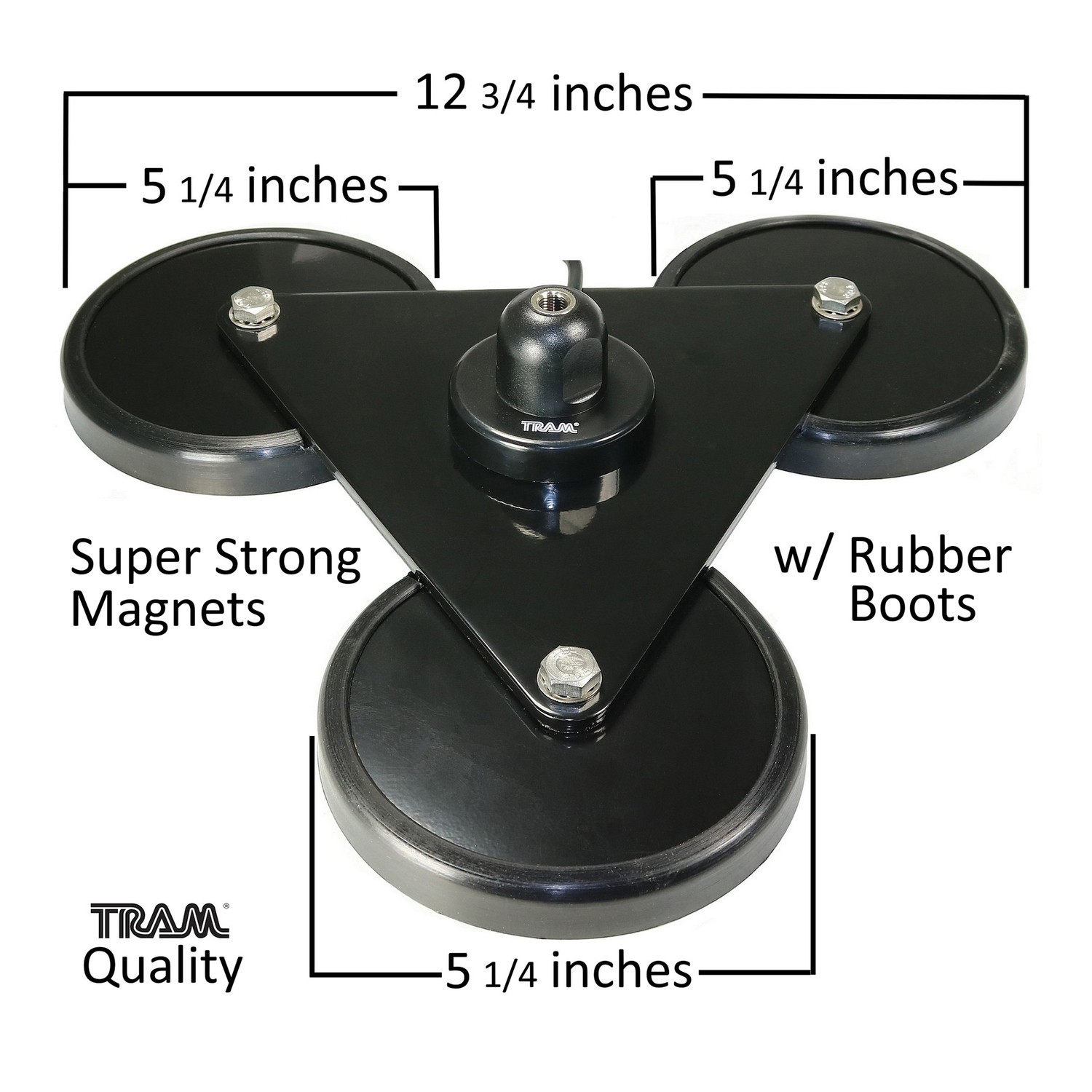 5" Tri-Magnet CB Antenna Mount, Rubber Boots, 18 ft RG58A/U Cable