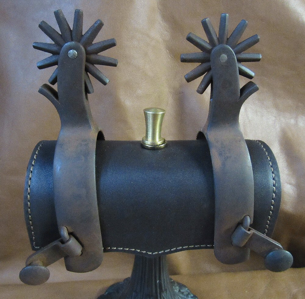 E Garcia Floral Inlay & Star Brown Finish Silver Spurs