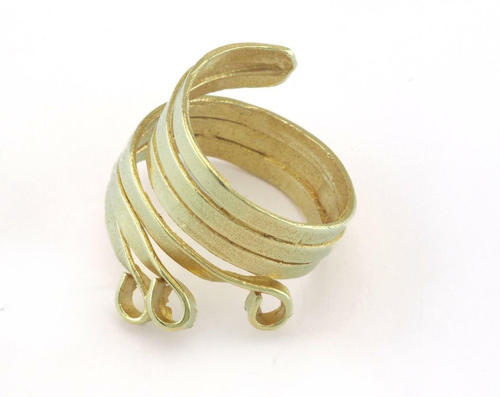Loop Wrap Adjustable Ring Raw brass 7US Stripes Women Boho
