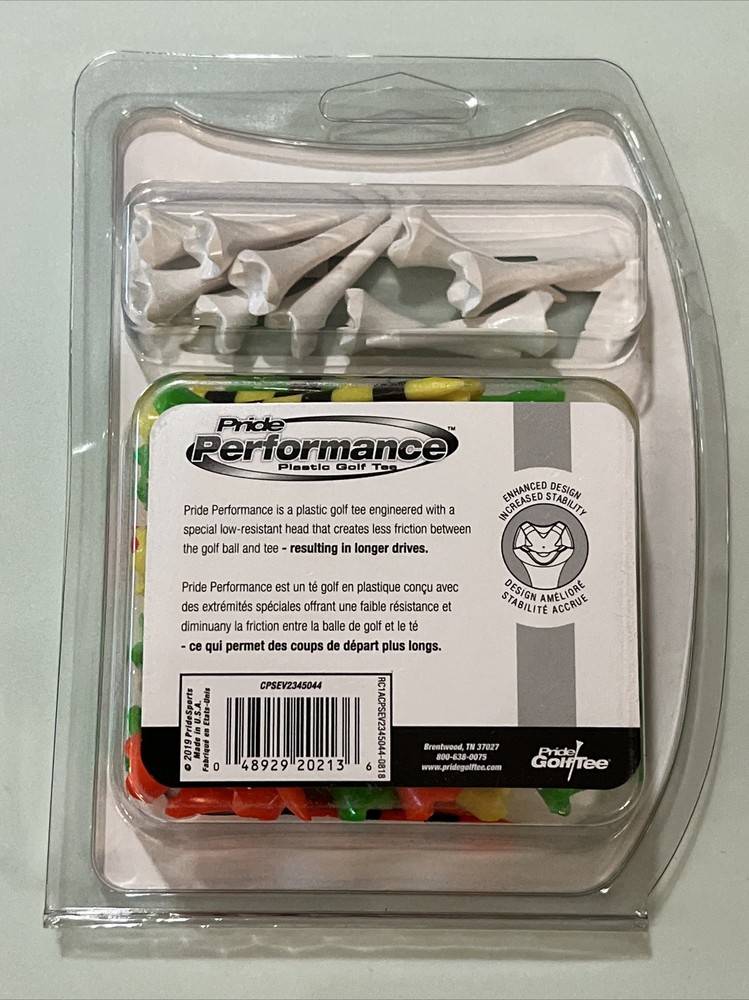 Pride Golf Tee Pride Performance Combo Pack (50 Count: 40 2-3/4" & 10 1-1/2")