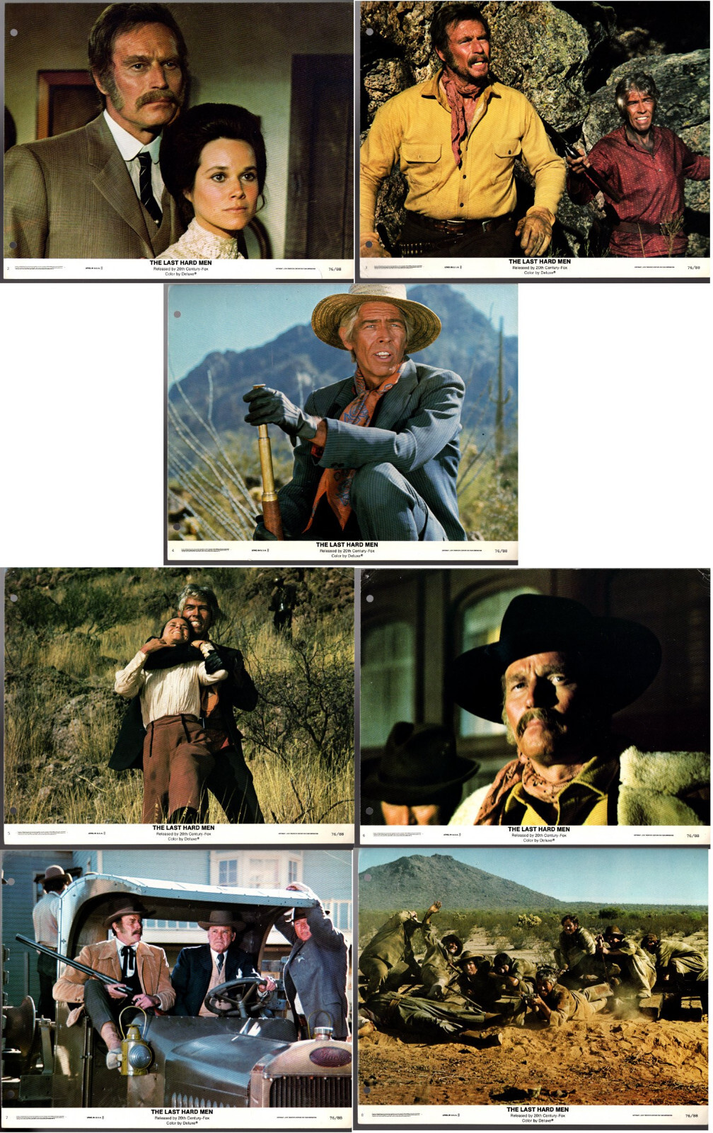 7 Lobby Cards 1976 THE LAST HARD MEN Charlton Heston, James Coburn