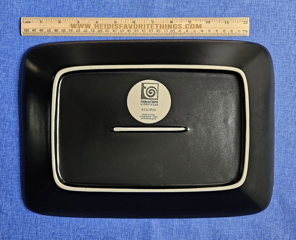 Black Serving Platter 13.5″ Rectangular Stoneware Modern Minimalist Design