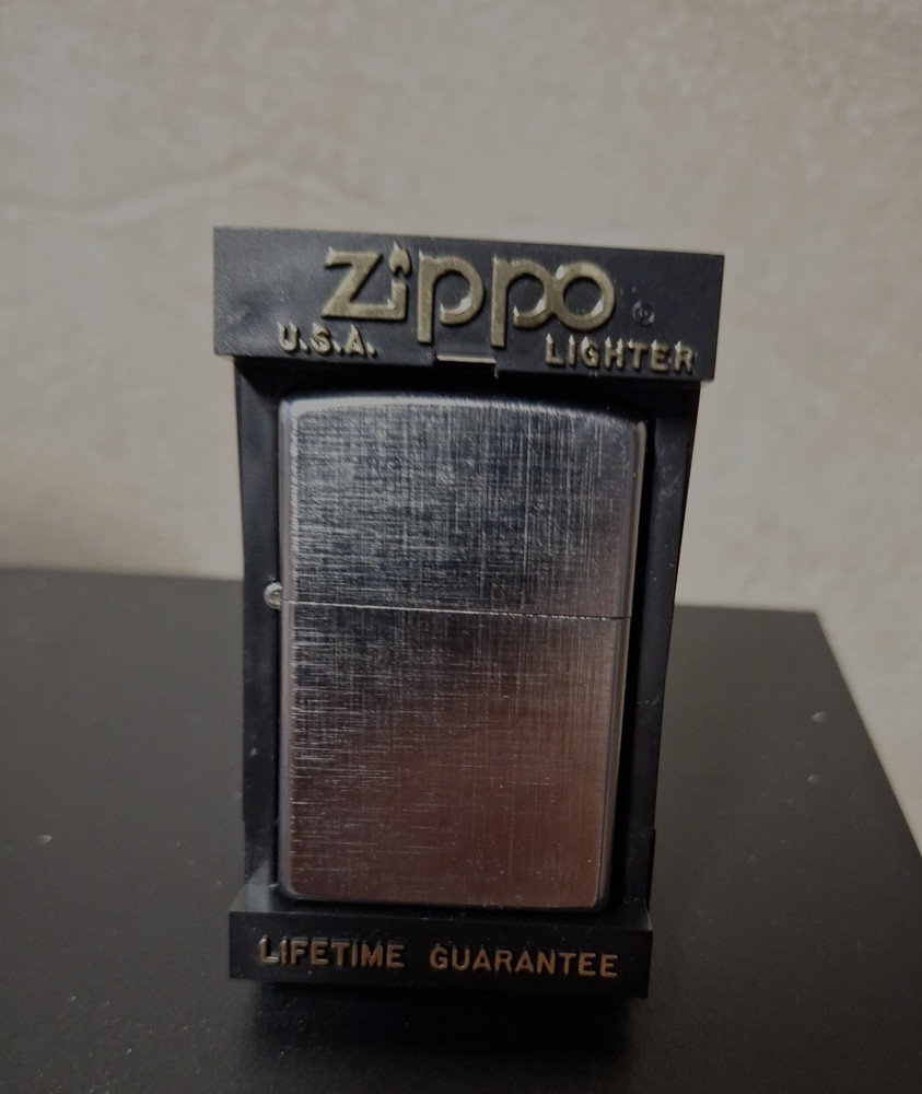 Zippo Lighter Platinum Silver Satin Double Sided Processing Regular case