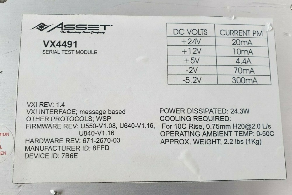 ASSET VX4491 VXI REV 1.4 SERIAL TEST MODULE