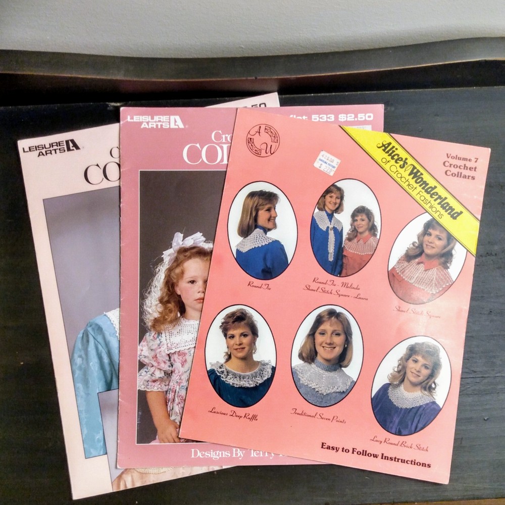 Three Crochet Leaflets/Booklets Of Thread Crochet Patterns For Collars