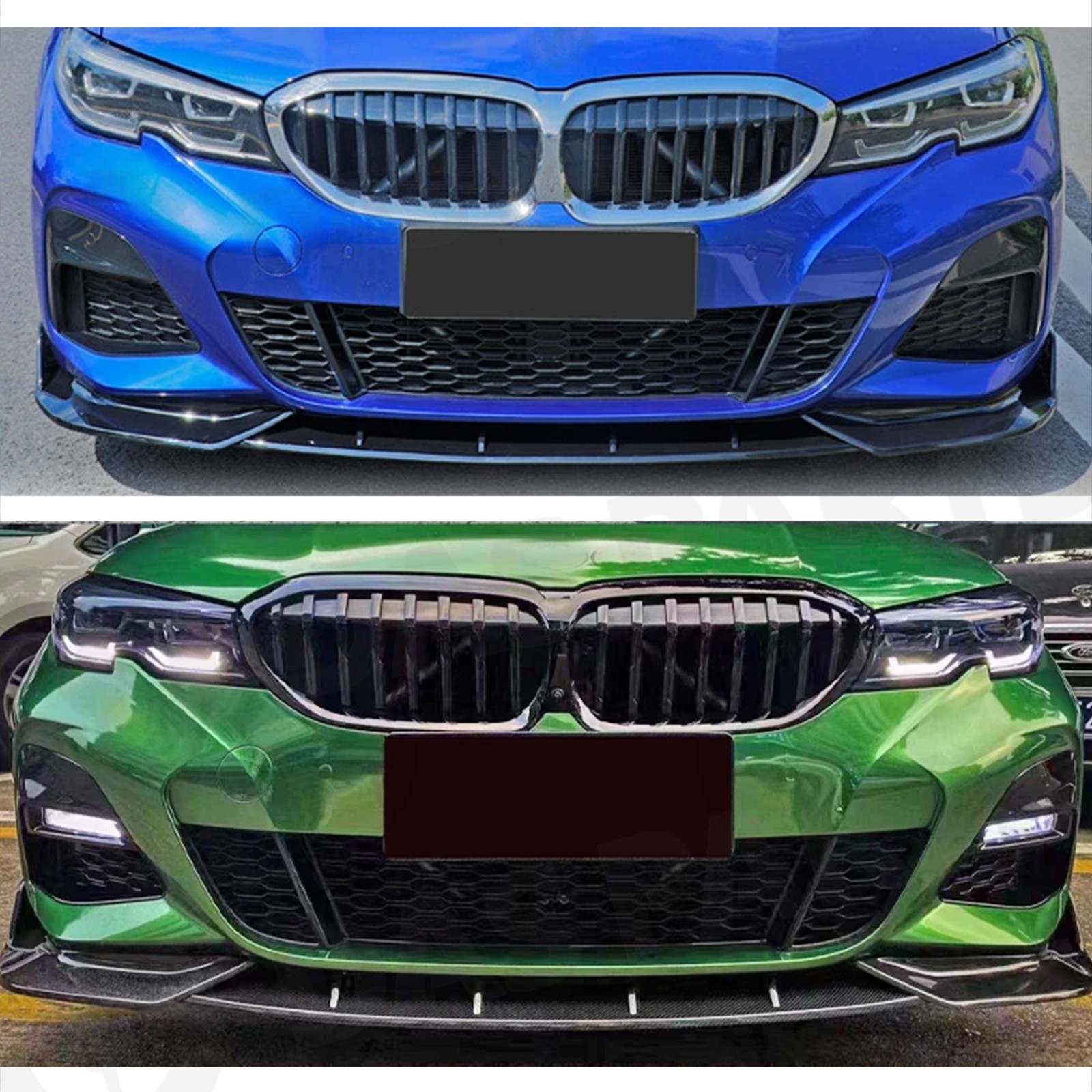 For 2019-2022 BMW G20 330i M Sport M340i GT Style Front Bumper Lip Glossy Black