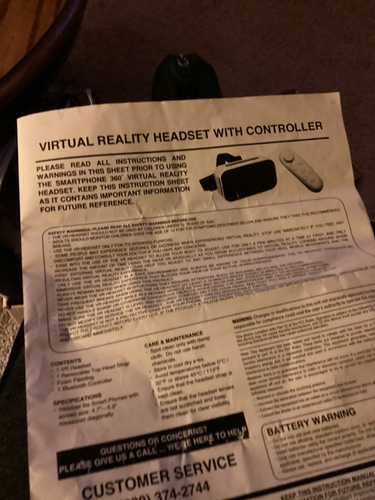 Sharper Image Virtual Reality VR Headset With Controller Platinum Series
