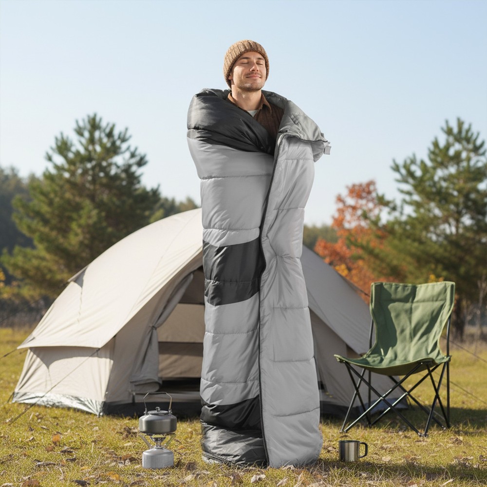 Rectangular Heated Sleeping Bag,Gray,USB‑Powered HeatingPads,Waterproof,210×85cm