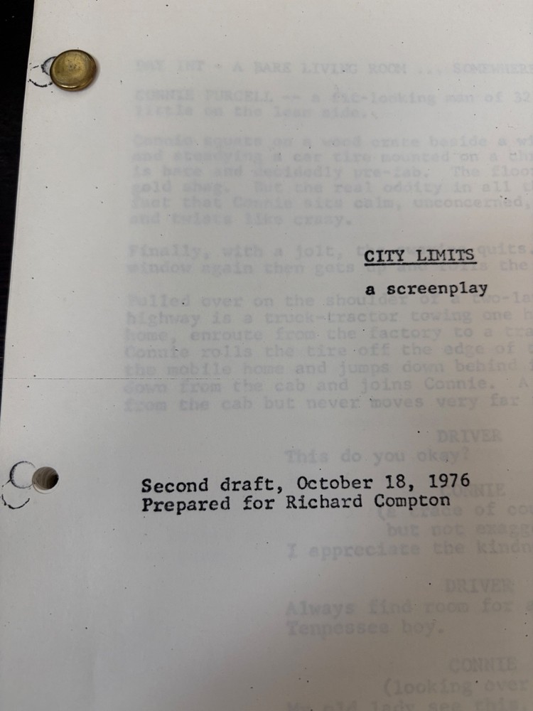 CITY LIMITS ORIGINAL SCI-FI MOVIE SCRIPT SCREENPLAY SECOND DRAFT FROM 1976