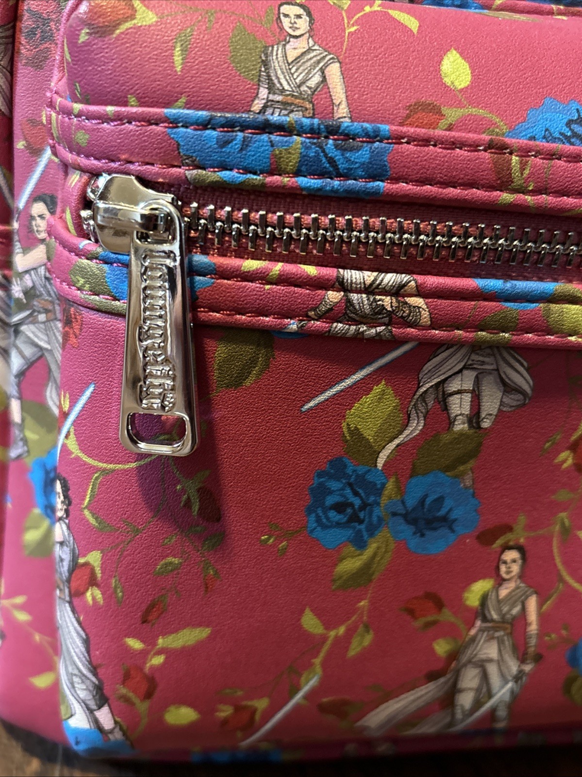 Loungefly Disney Star Wars Pink Floral AOP Rey Mini Backpack NWT