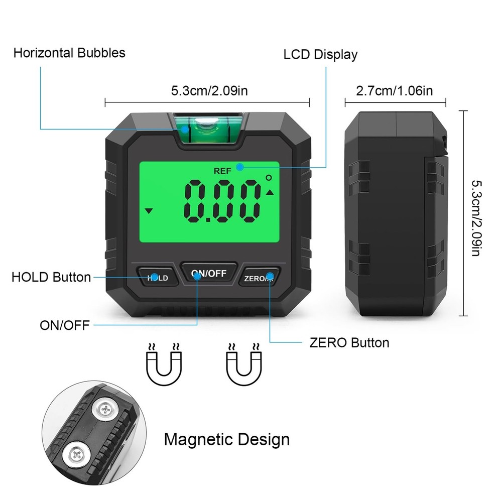 Digital Angle Gauge Magnetic Lcd Level Tool, Horizontal Bubble Magnetic Angle...