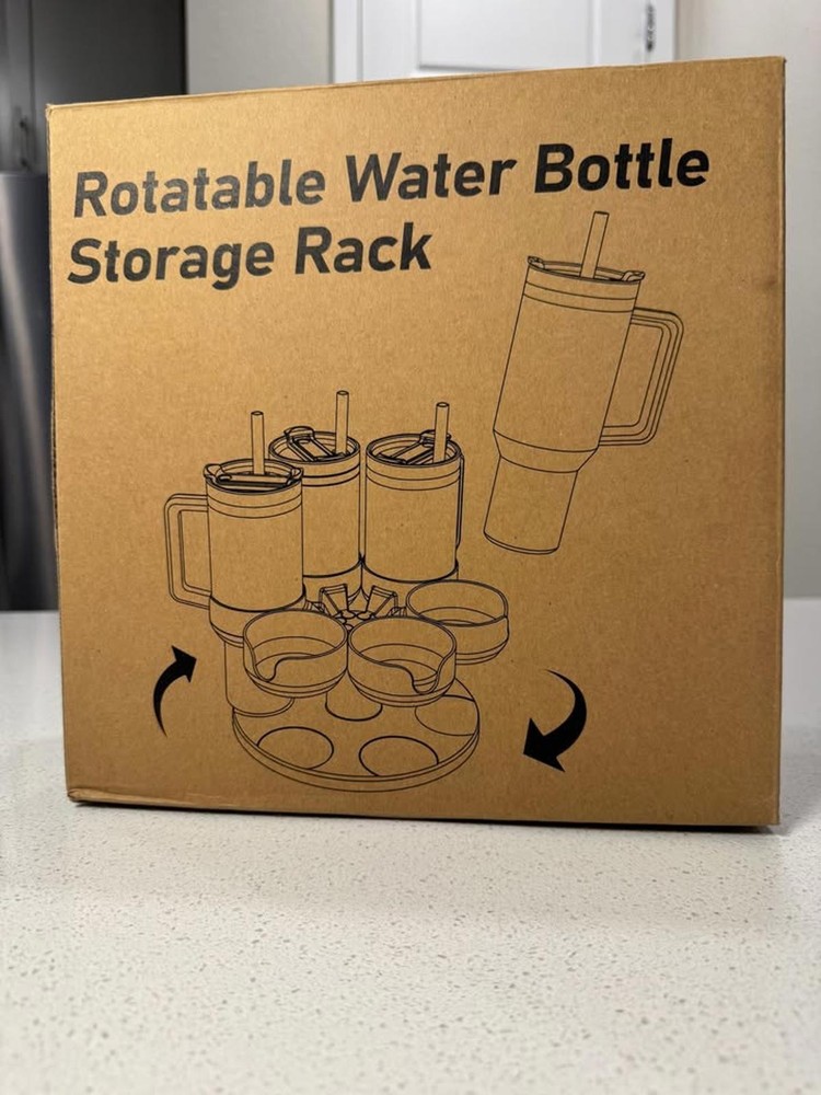 Rotatable Water Bottle Storage Rack - Holds 6 Cups