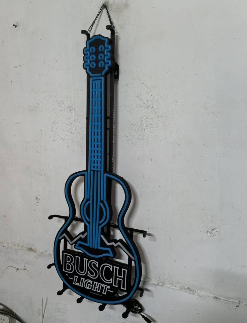BUSCH LIGHT GUITAR LED BEER BAR SIGN MAN CAVE GARAGE DECOR LIGHT NEW LARGE 40'