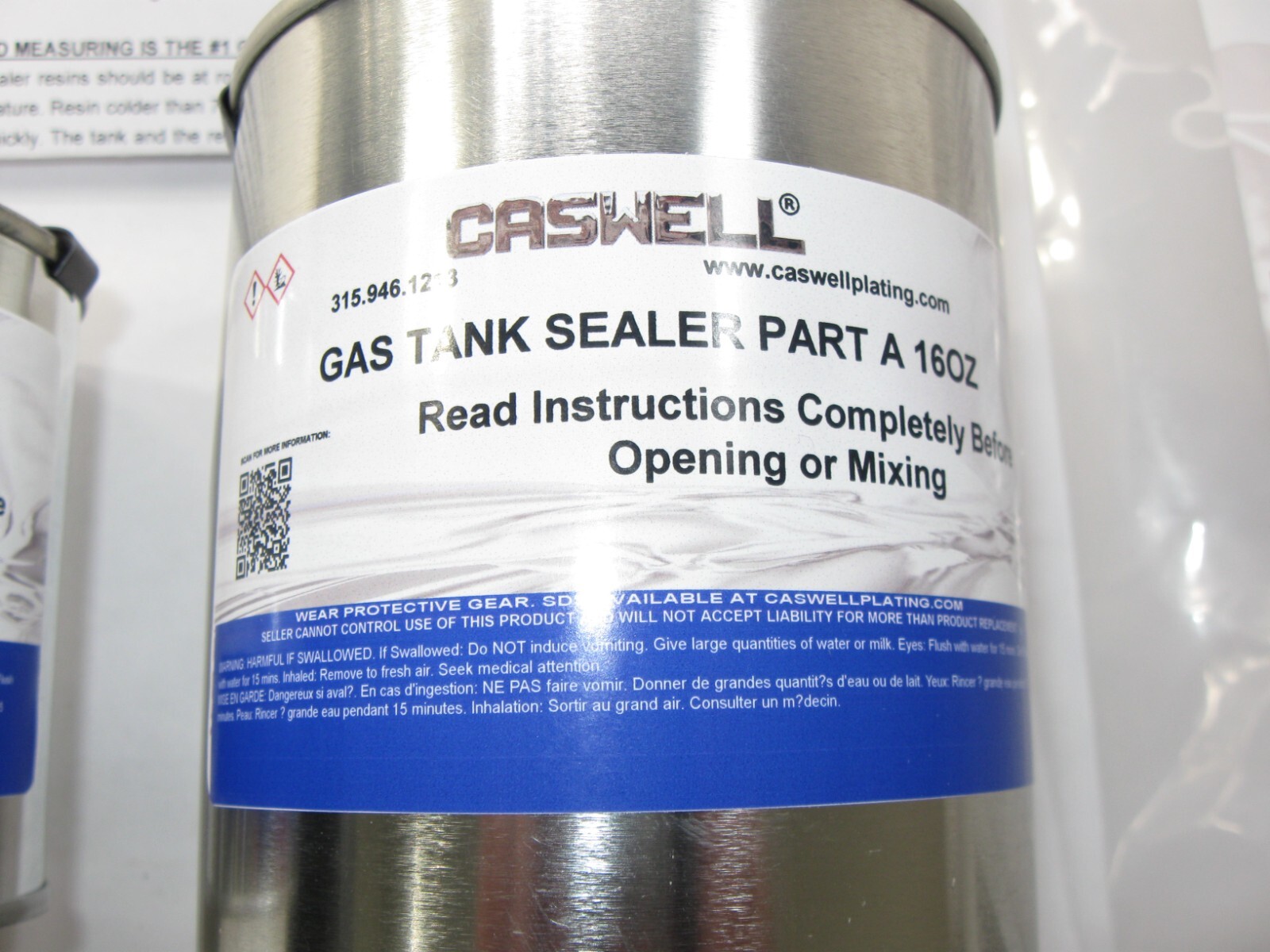 CASWELL GAS TANK SEALER LINER KIT BATTLESHIP GREY EPOXY MOTORCYCLE TO 10 GALLON