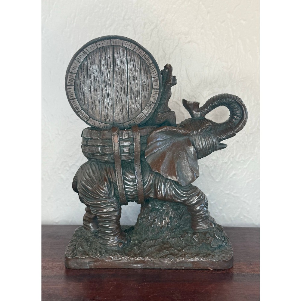 Elephant Monkey Resin Table Clock 1990s Safari Décor
