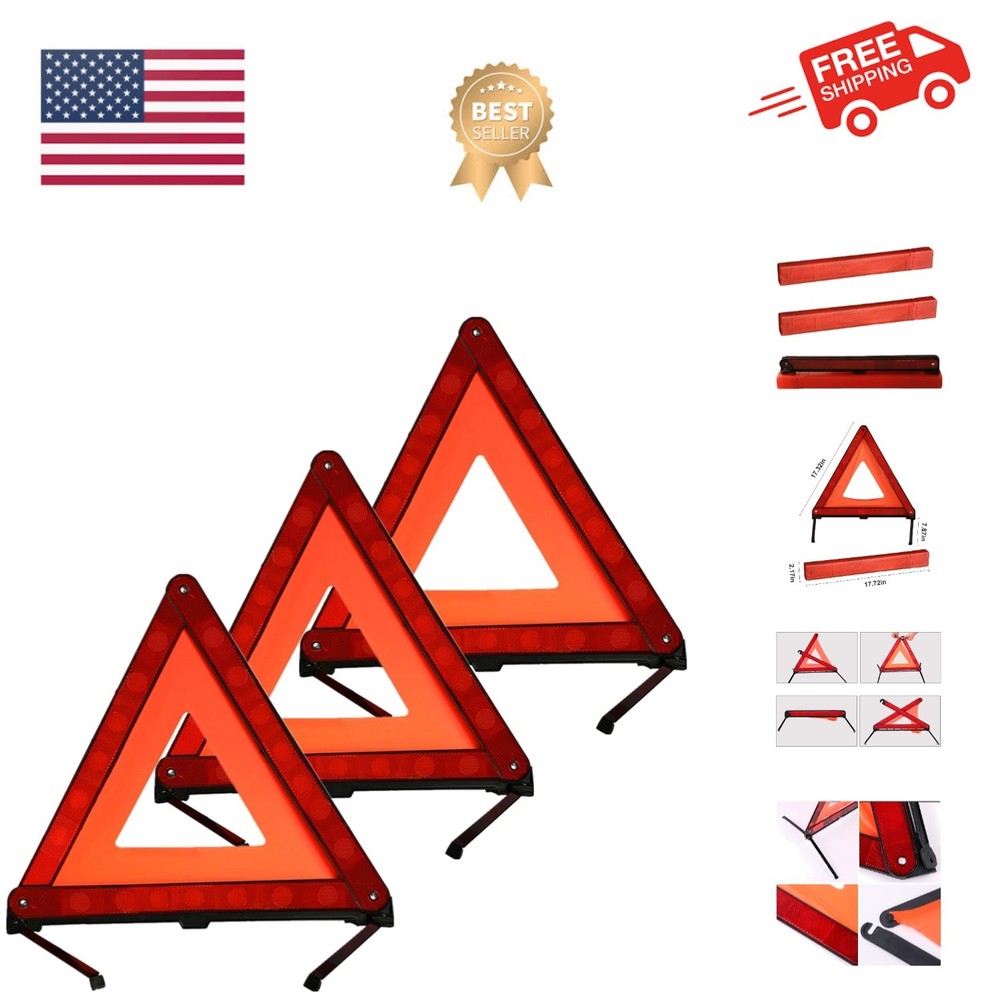 Reflective Warning Triangle for Vehicles, Emergency Warning Triangle Roadside...